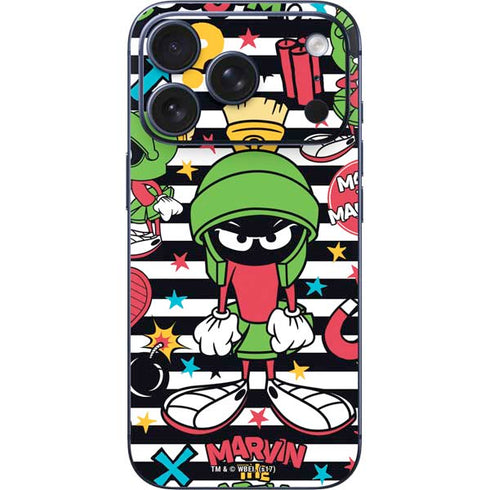 Looney Tunes Marvin the Martian Striped Patches iPhone 17 Pro Skin